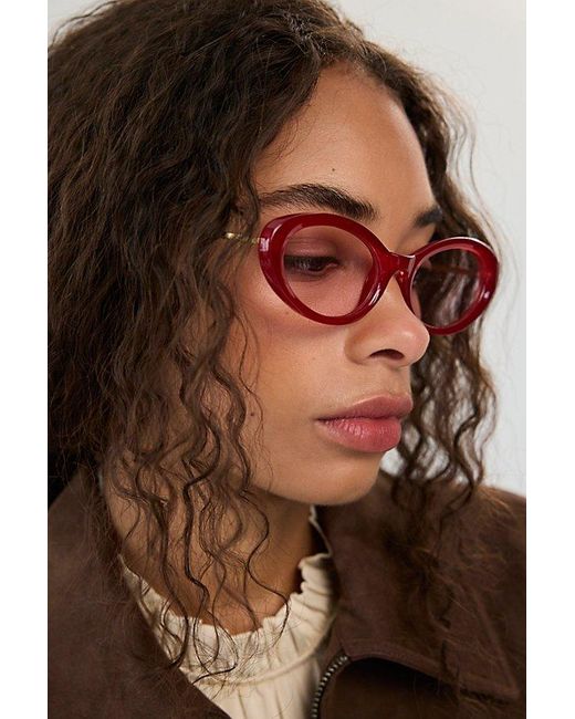 Free People Red Mae Oval Sunglasses