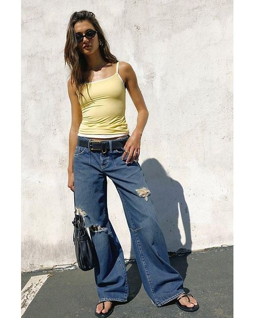 Free People Blue Teagan Low-Rise Baggy Boyfriend Jeans