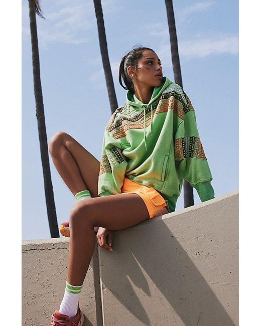 Free People Green Sprint To The Finish Geo Logo Hoodie