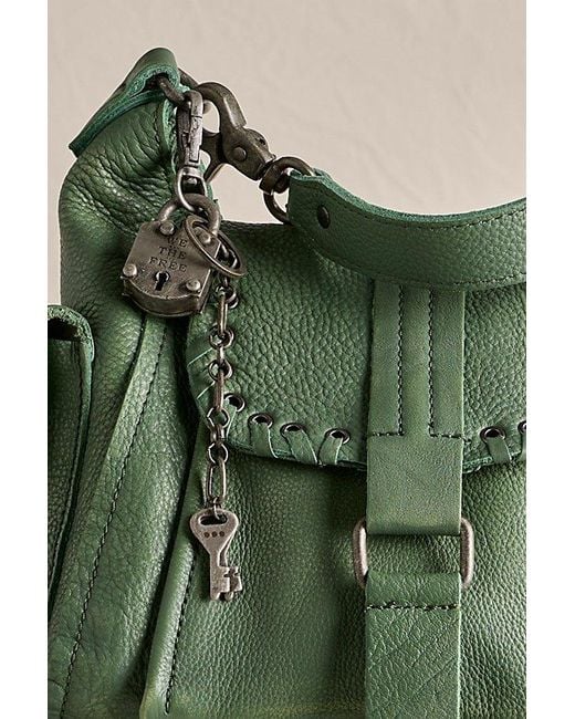 Free People Green Baby Leigh Distressed Tote Bag