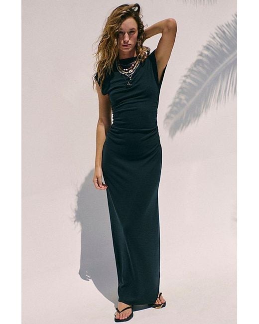 free-est Black Good Feels Cap-Sleeve Maxi Dress By