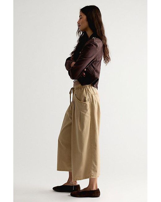Free People Natural Telluride Wide-Leg Crop Pull-On Solid Pants