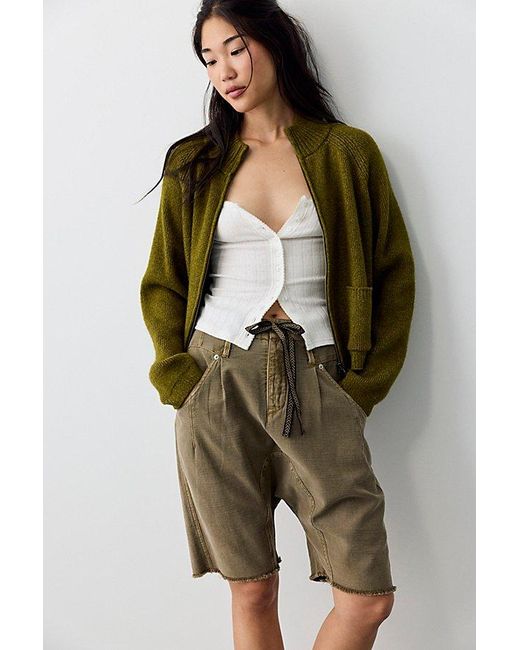 Free People Green We The Free On It Zip-Up Cardigan