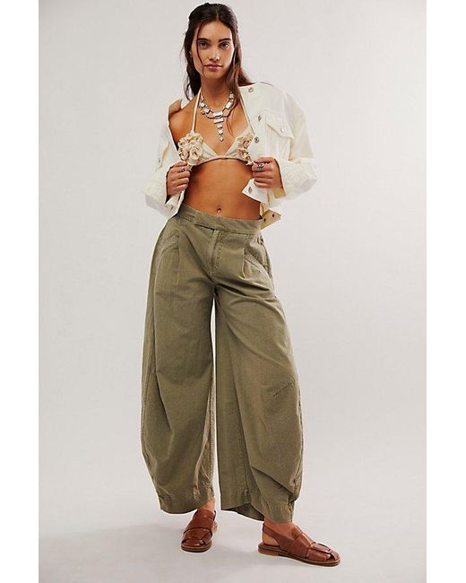Free People Natural Tegan Washed Barrel Trousers
