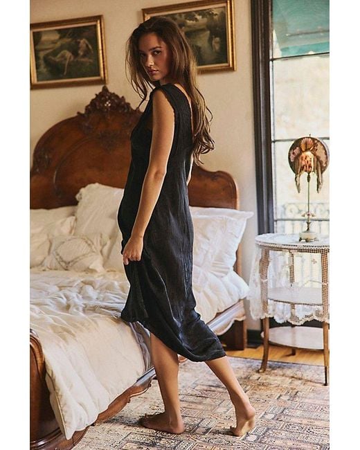 Intimately By Free People Black Me & You Satin Midi Slip Dress By