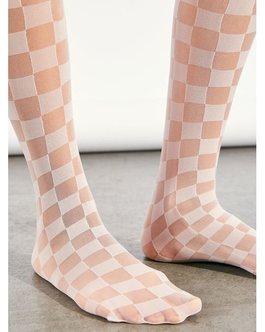 Free People Encore Checkered Tights - Lyst