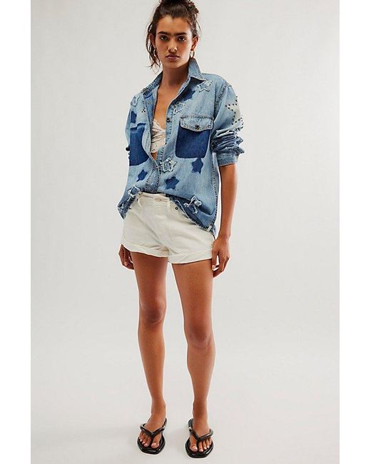 One Teaspoon Everyday Blue Classic Star Shirt At Free People In Johnny Blue, Size: Xs