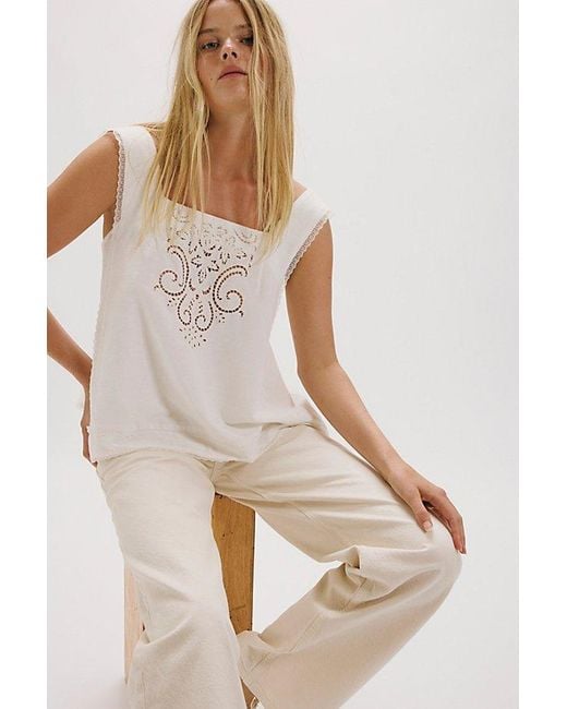 Free People White True Charm Embroidered Short Set