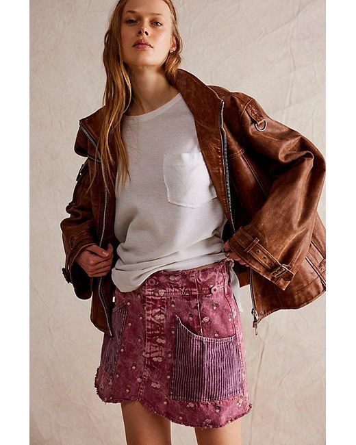 Free People Brown We The Free Not Your Girlfriend Mini Skirt