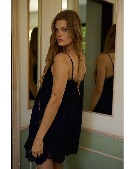 free people iris mini dress Free People About That Mini Satin Lace Dress NWOT Size L Iris Combo