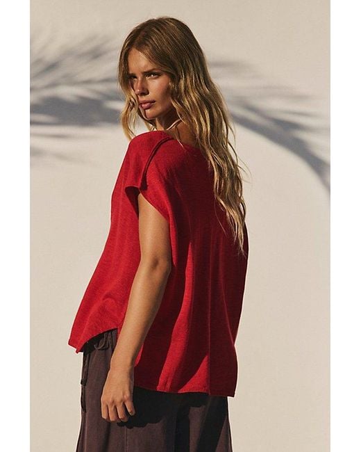 free-est Red Marina Del Sol Sweater Top By