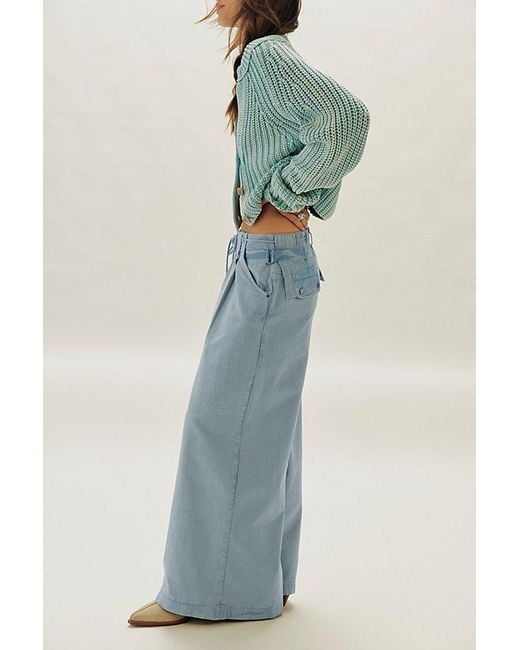 Free People Green Julien Wide-Leg Chino Trousers
