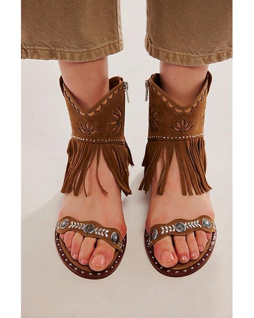 Ash Brown Dakota Fringe Sandals
