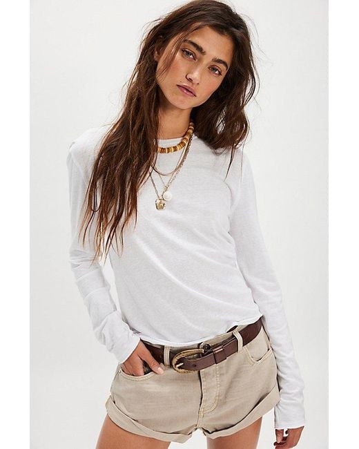 Free People White Nova Long-Sleeve Tee