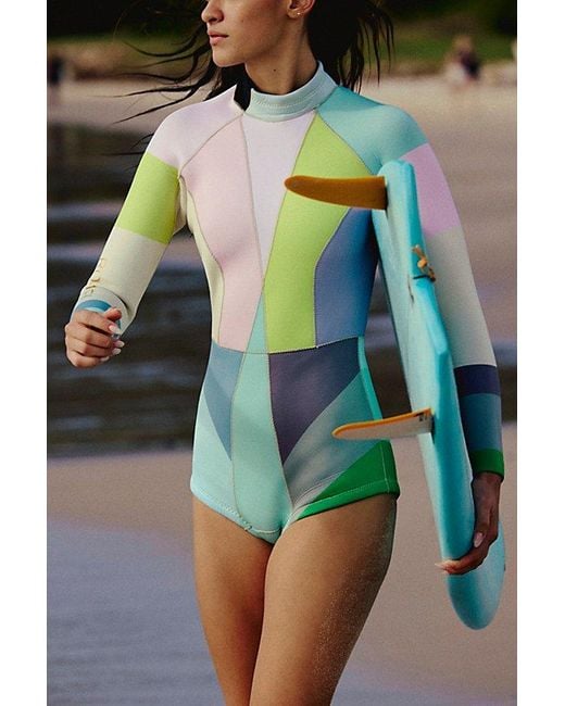 Cynthia Rowley Green Colorblock One-Piece Wetsuit