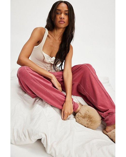 Free People Red Don'T Wait Up Joggers
