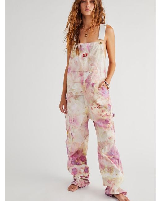 Free People Pink Riverside Tool & Dye Tie Dye Overalls