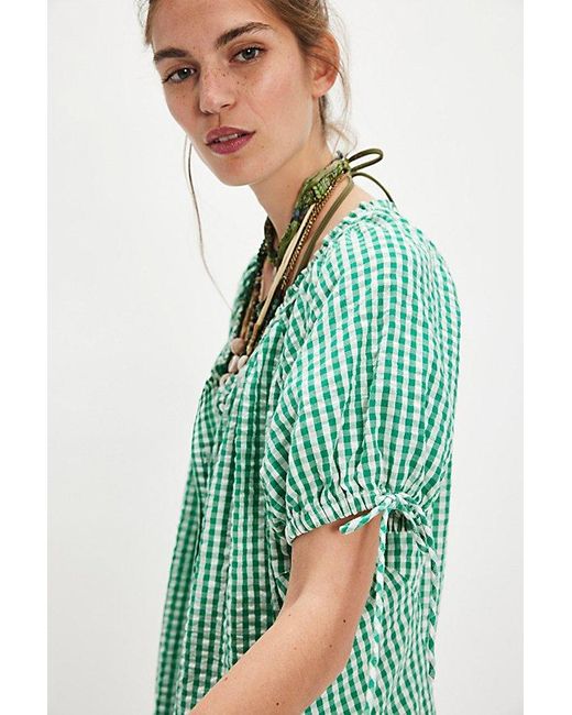slim fit dress slacks Paula Gingham Cotton Knitted Maxi Dress - Green