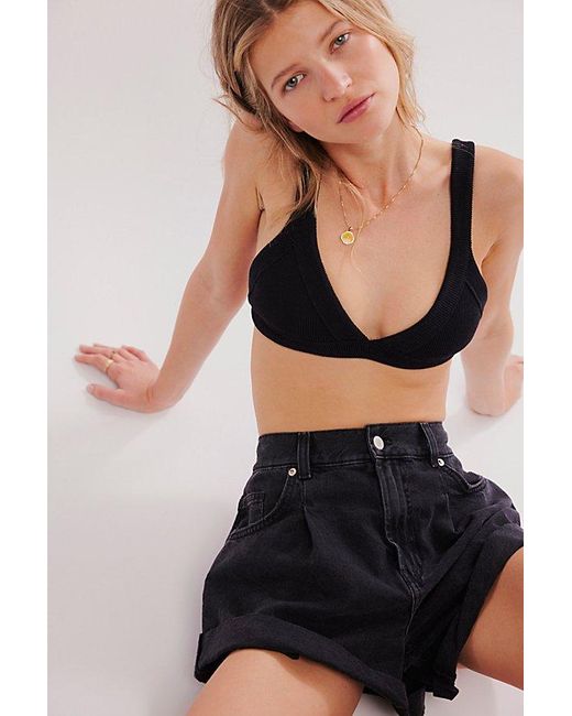Free People Black All Day Rib Triangle Bralette