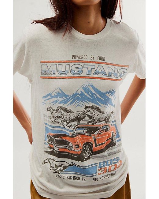 Junk Food Brown Mustang Boss Tee At Free People In White Burnout, Size: Large