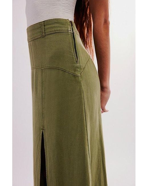 Free People Green Isla Linen Maxi Skirt