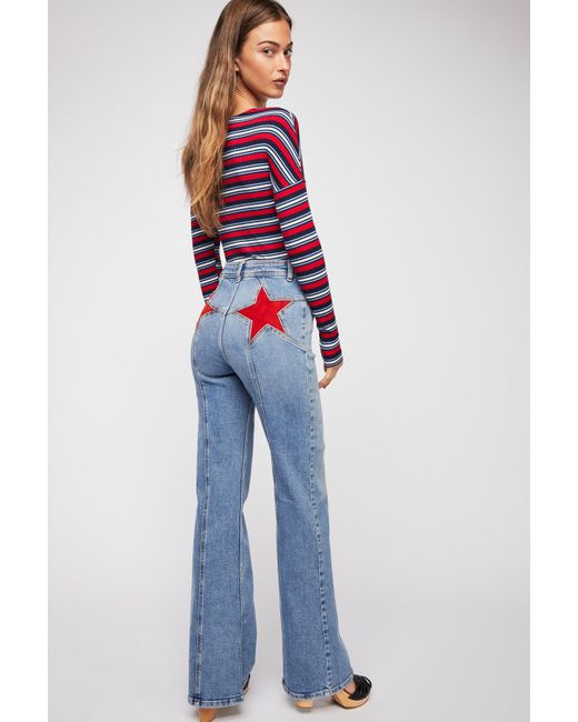 Free People Blue Firecracker Flare Jeans By We The Free