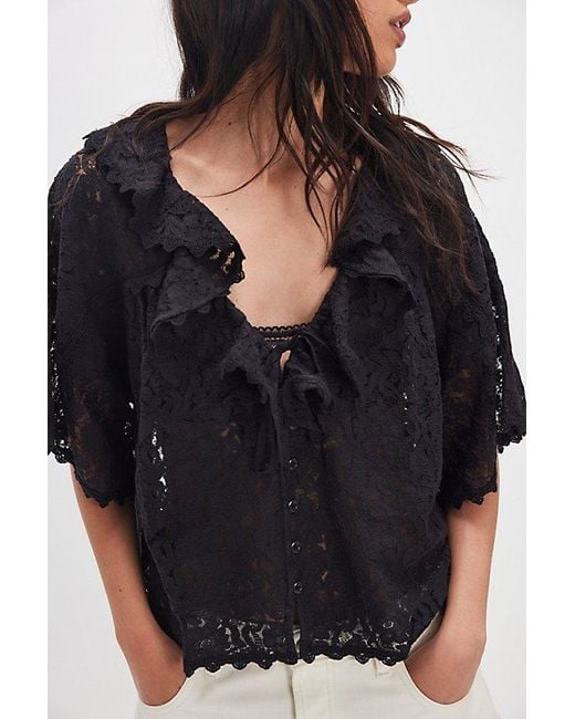 Spell Blue Lux Lisbon Lace Blouse