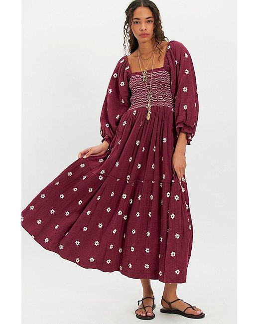 Free People Dahlia Embroidered Maxi Dress | Lyst