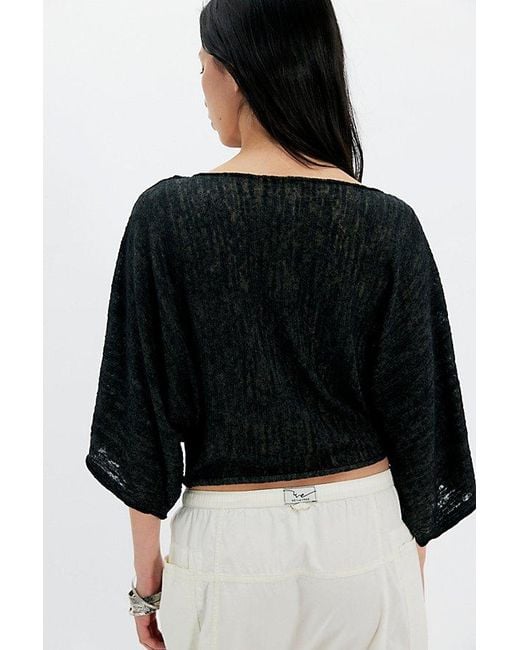 Free People Black Amber Breeze Off-The-Shoulder Sweater