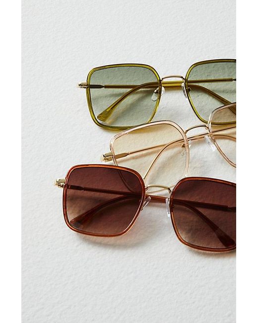 Free People Brown Beau Square Sunglasses At In Cocoa