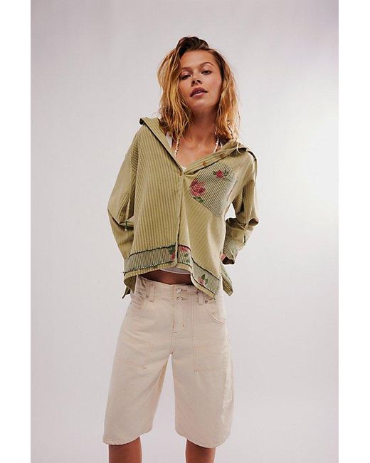 Free People Green About To Slide Hoodie Shirt