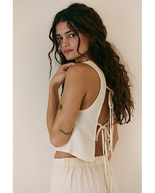 Free People Natural Mon Cheri Linen Set By