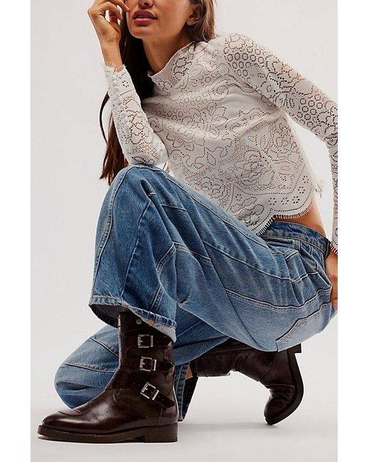 Free People Blue We The Free Dusty Buckle Boots