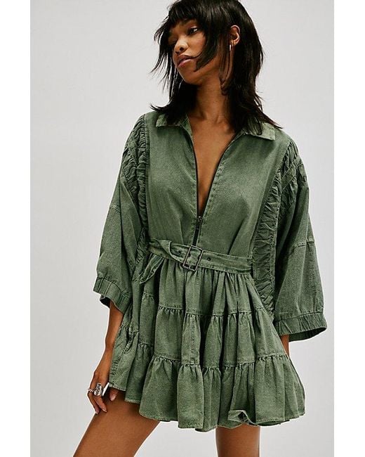 Free People Green Hampton Mini Dress