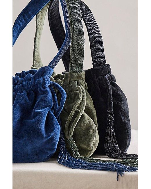 Free People Blue Valentina Velvet Pouch