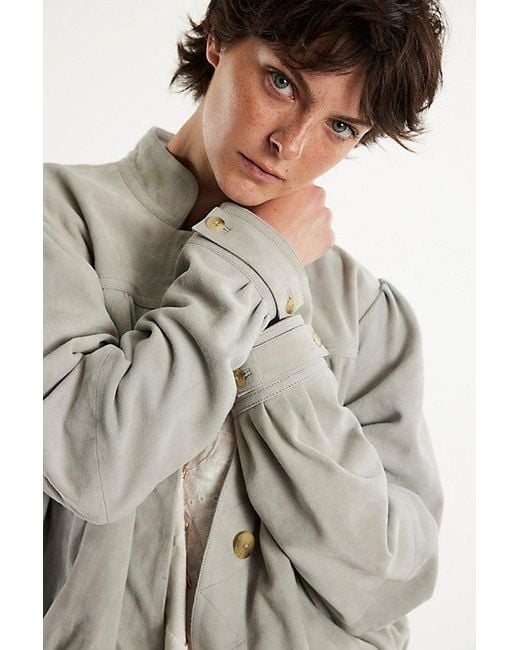 Free People Gray Nimbus Suede Jacket