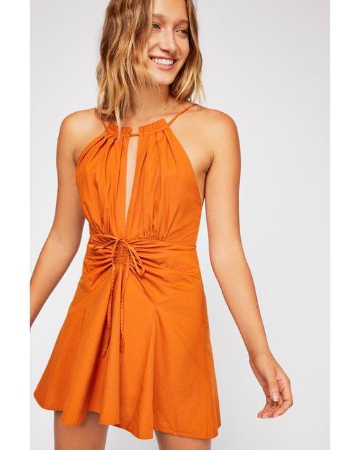 Free People Orange Struttin' Mini Dress By Endless Summer