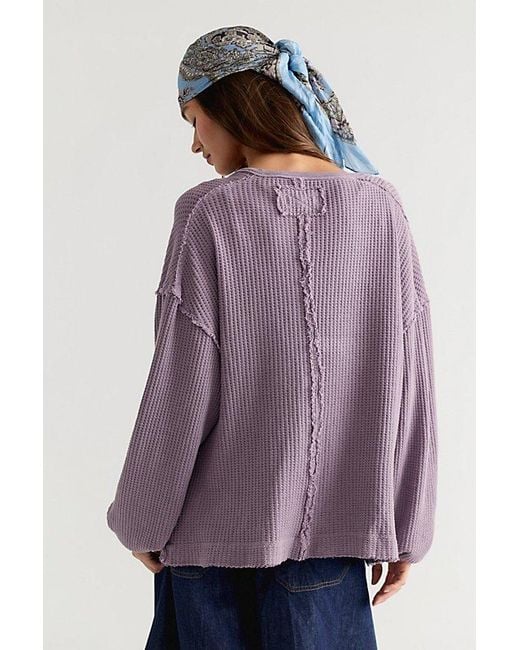 Free People Purple Montreal Oversized Thermal Henley