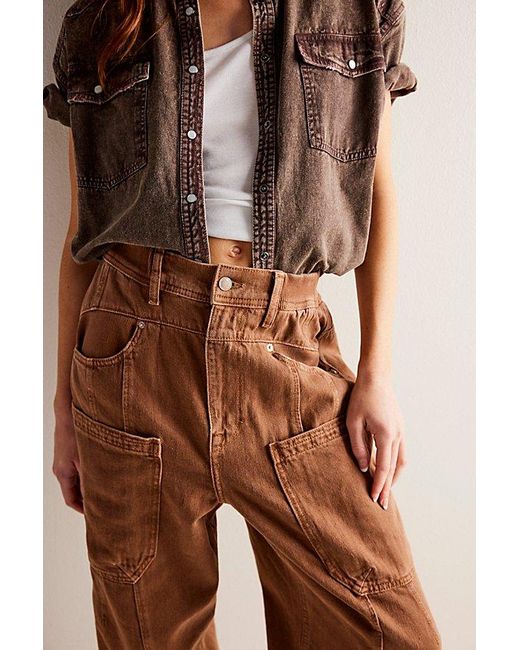 Free People Multicolor New School Relaxed Jeans At Free People In Warm Brown, Size: Medium