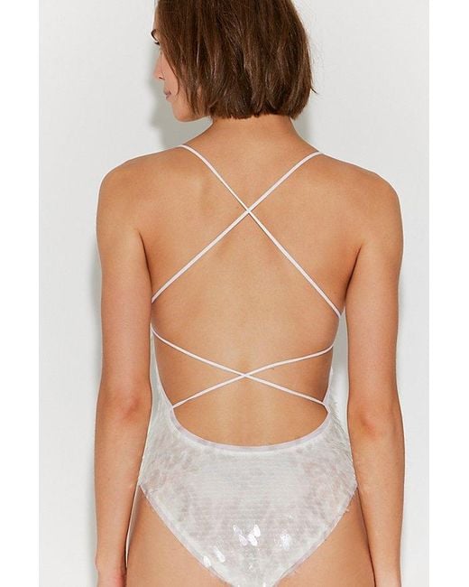 Norma Kamali White Low Back Fara Slip Bodysuit