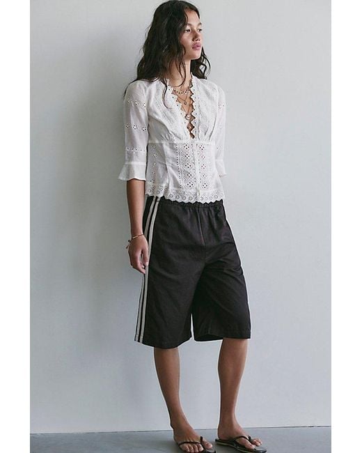 Free People Gray Salone Eyelet Top
