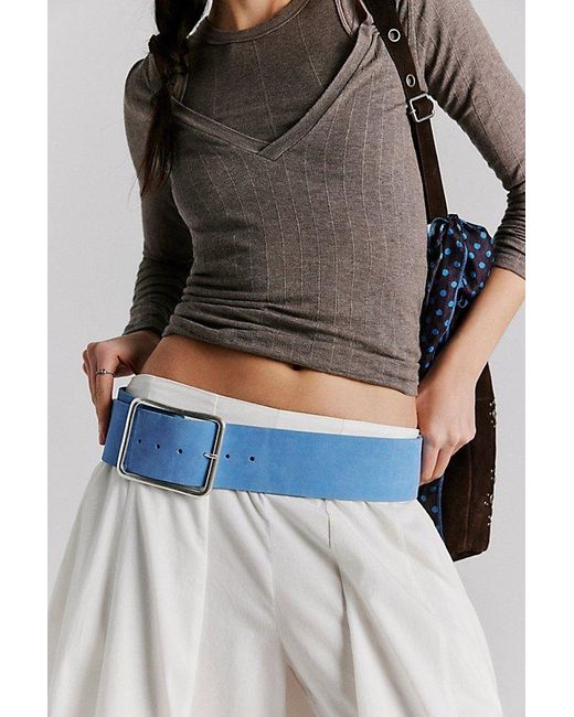 Free People Blue Suede Hex Hip Belt