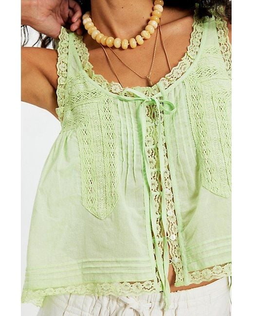 Free People Green Forevermore Tank Top