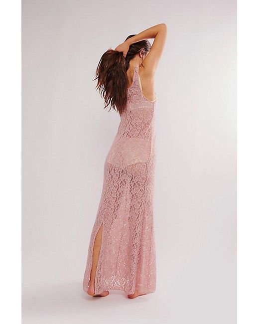 Free People Pink Feeling For Lace Maxi Slip