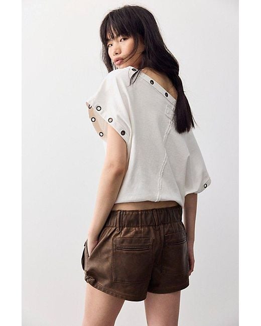 Free People White Waimea Vegan Slouchy Shorts