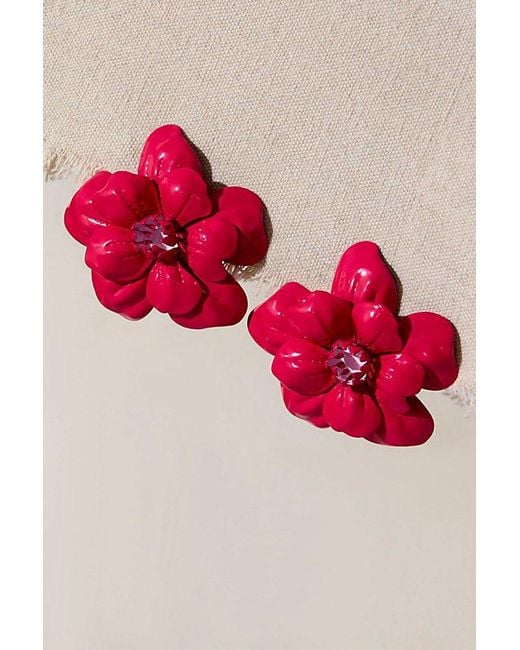 Free People Red Rory Flower Earrings