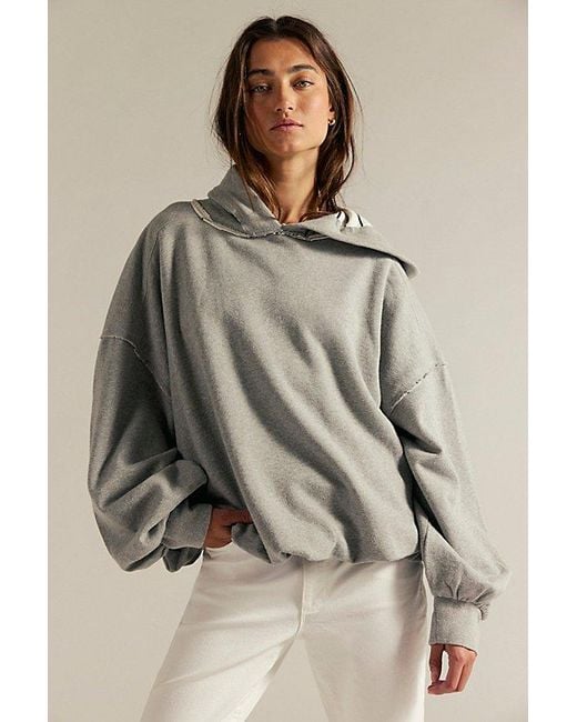 Free People Gray Bubble Up Hoodie
