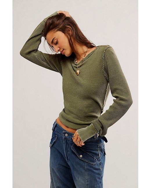 Free People Green Roll With It Thermal At Free People In Adventurer, Size: Xs
