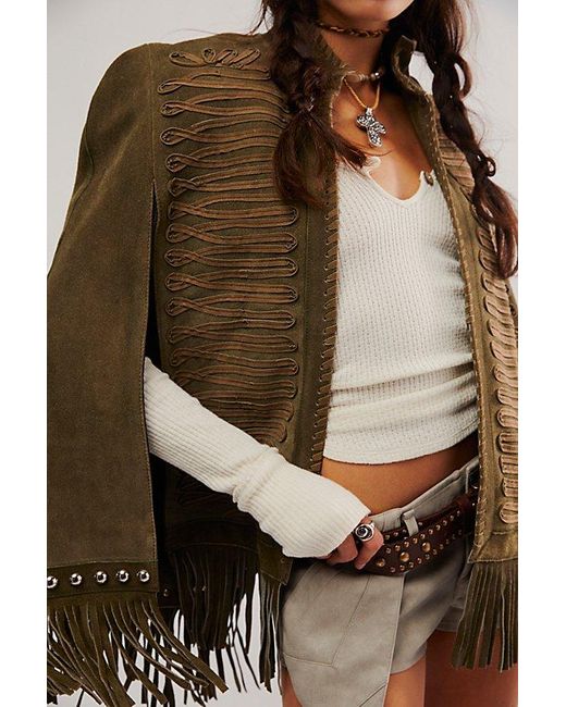 Urban Outfitters Brown Fp X Fringe Cape