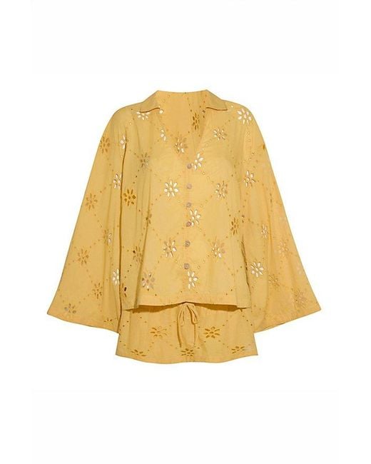 Matthew Williamson x Free People Green Mesquida Broderie Anglais Button Down